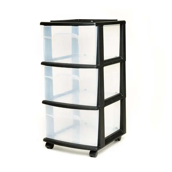 Homz 3-Drawer Black Wheeled Cart