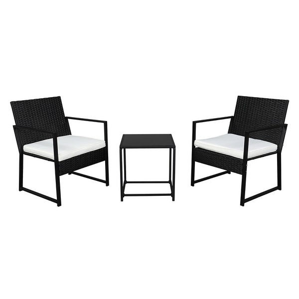 3pcs All-weather Rattan Table Chair Set with Removable Cushions - Overstock - 35747748