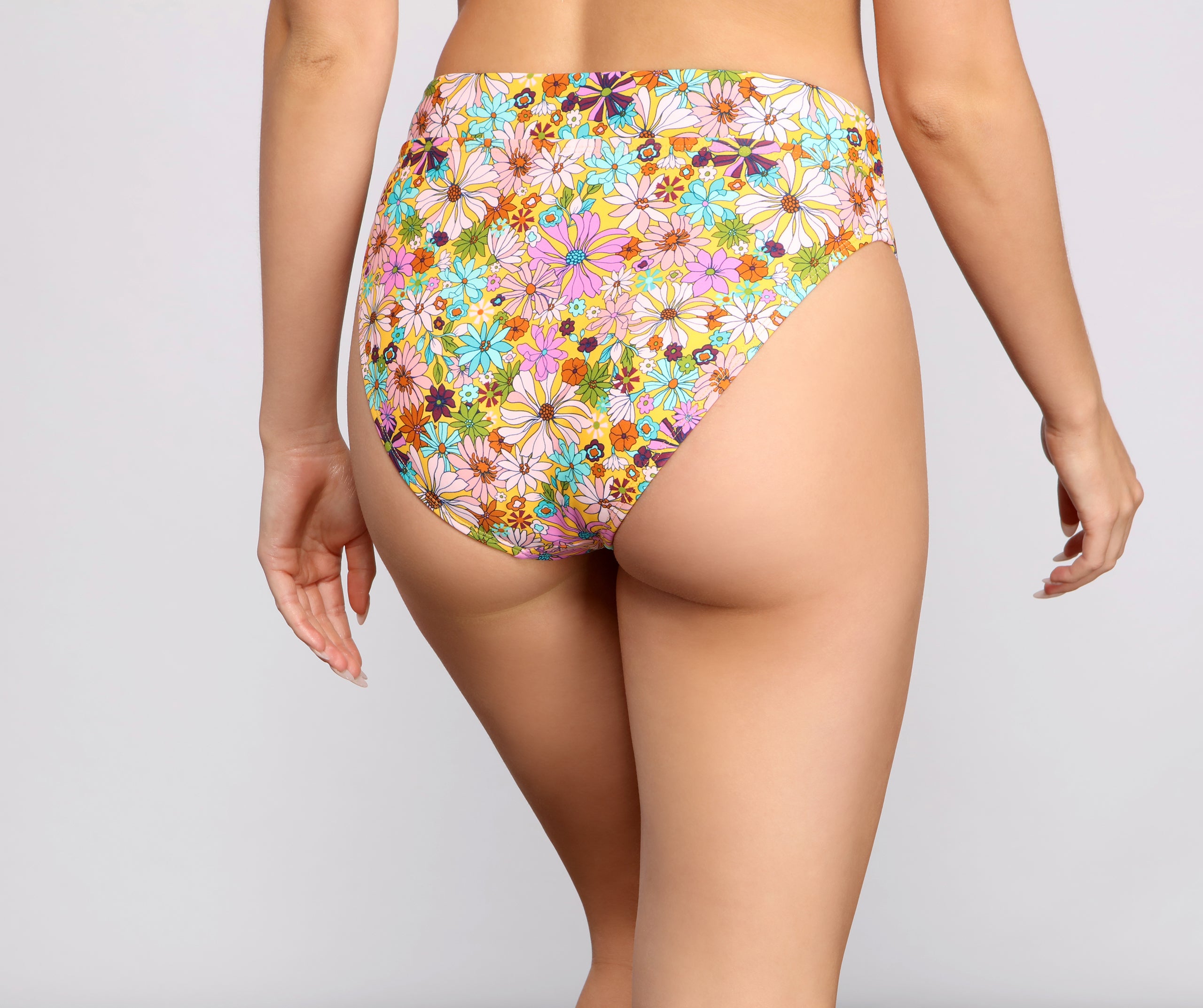 Floral Twist High Waist Bikini Bottoms