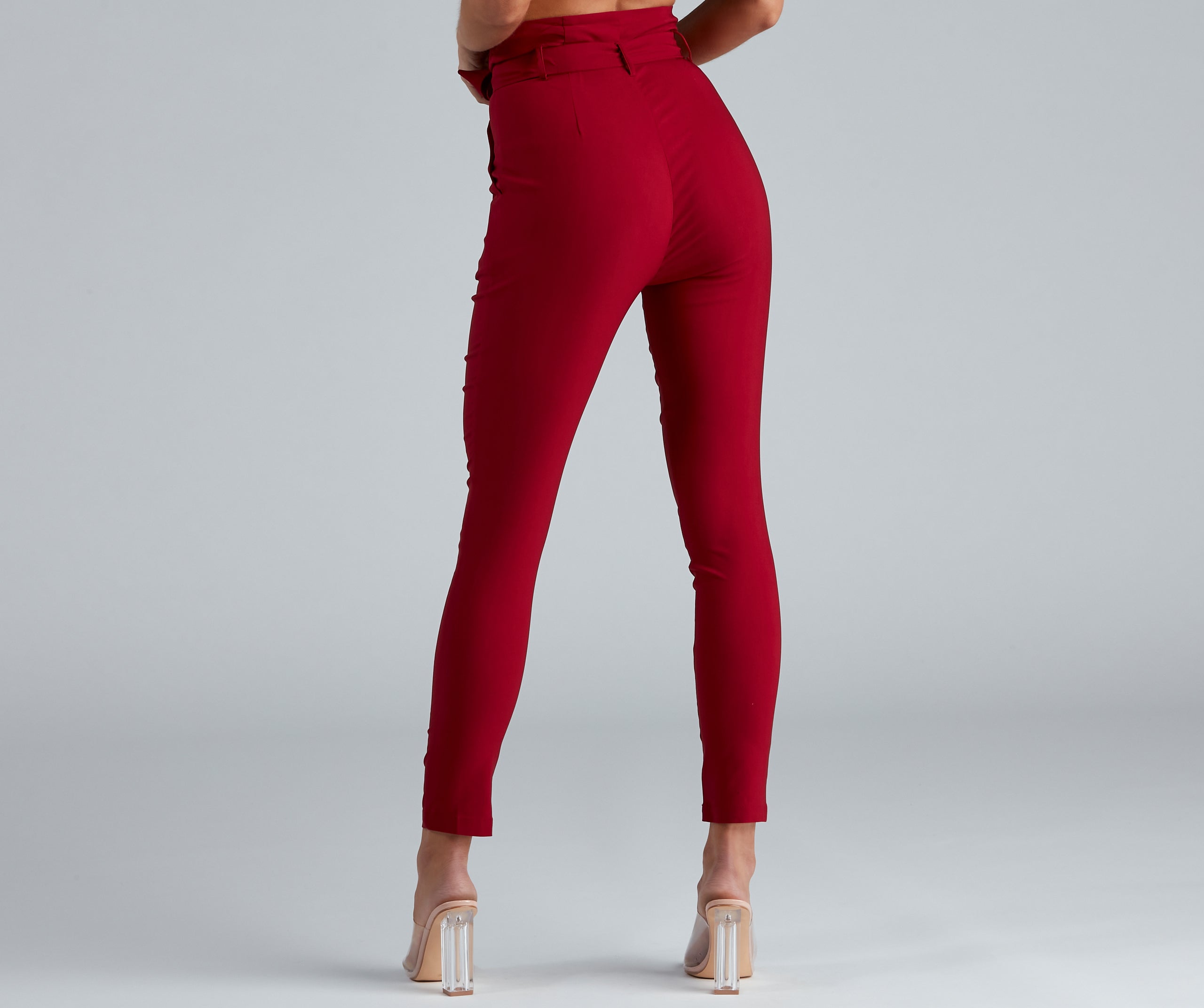 High Waist Paperbag Skinny Dress Pants