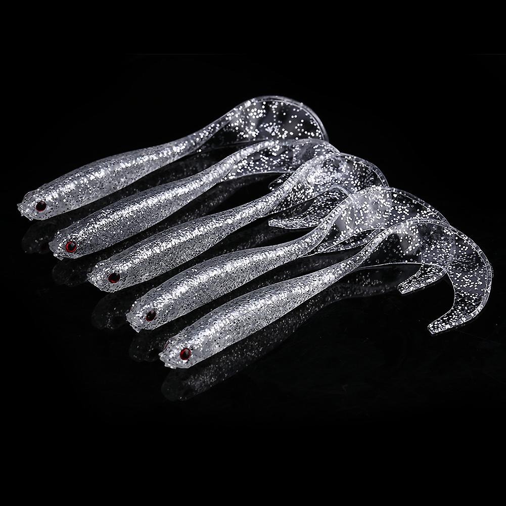 5pcs Silver 13cm Soft Fishing Bait Bass Snakehead Lure(silver)