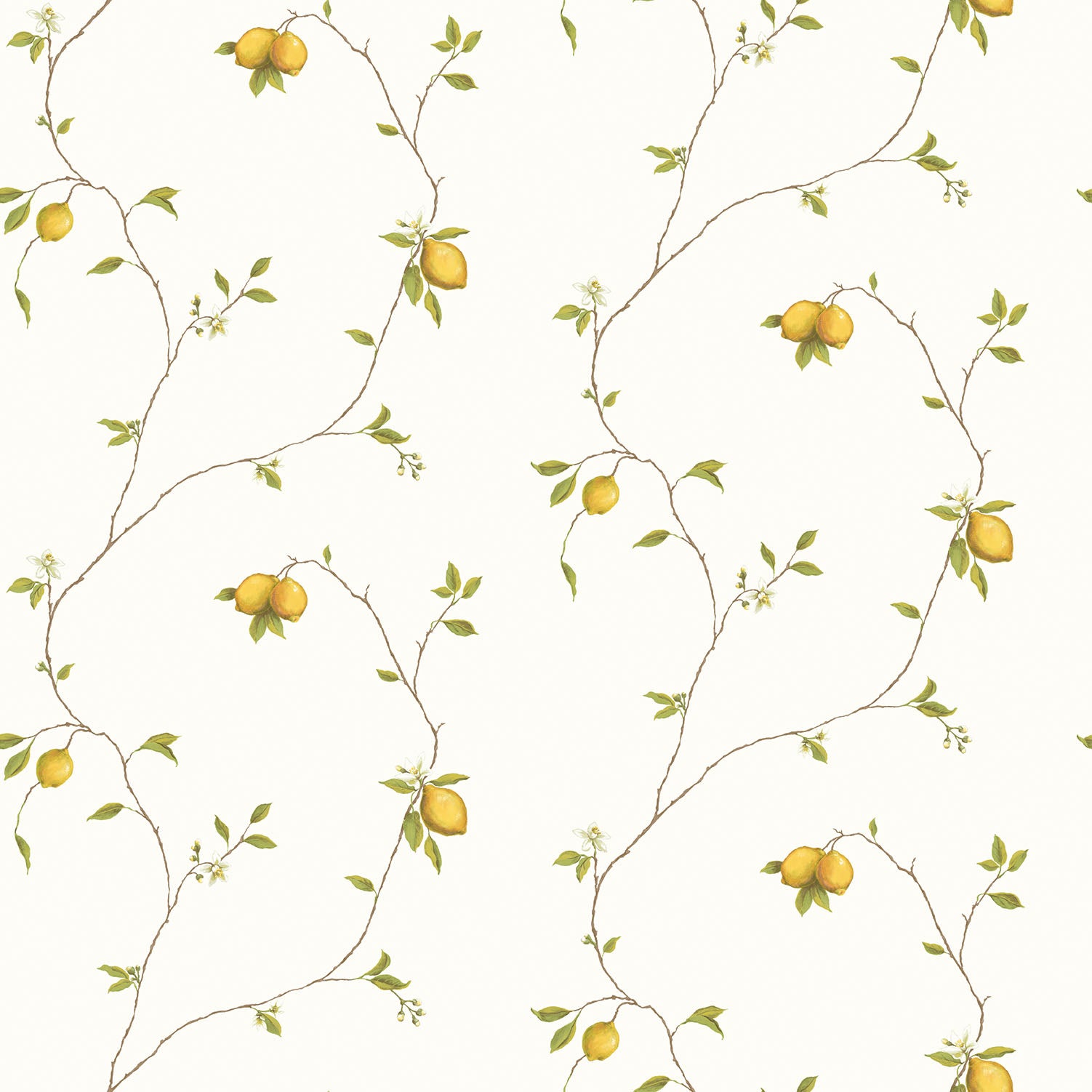 Trailing Lemons Yellow Wallpaper from the Kitchen Recipes Collection