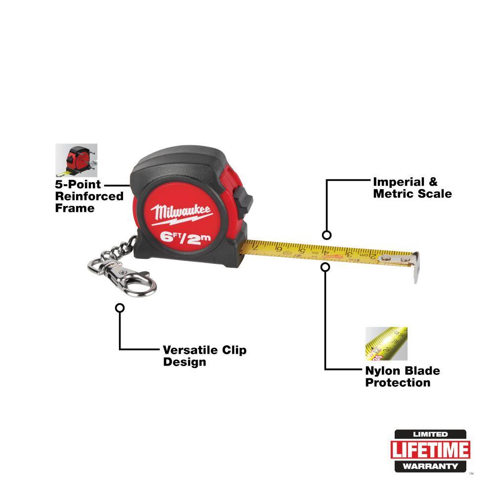 MW Keychain 6 ft. SAE Tape Measure 48-22-5506