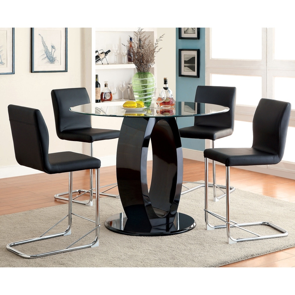 Furniture of America Raji 48 inch High gloss Round Counter Height Table