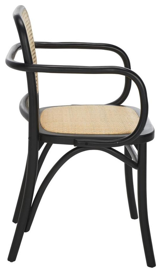 Donna Cane Dining Chair set of 2 Black / Natural   Tropical   Dining Chairs   by Peachtree Fine Furniture  Houzz