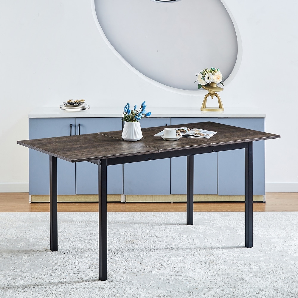 Mid Century Modern Style Extendable Wood Dining Table