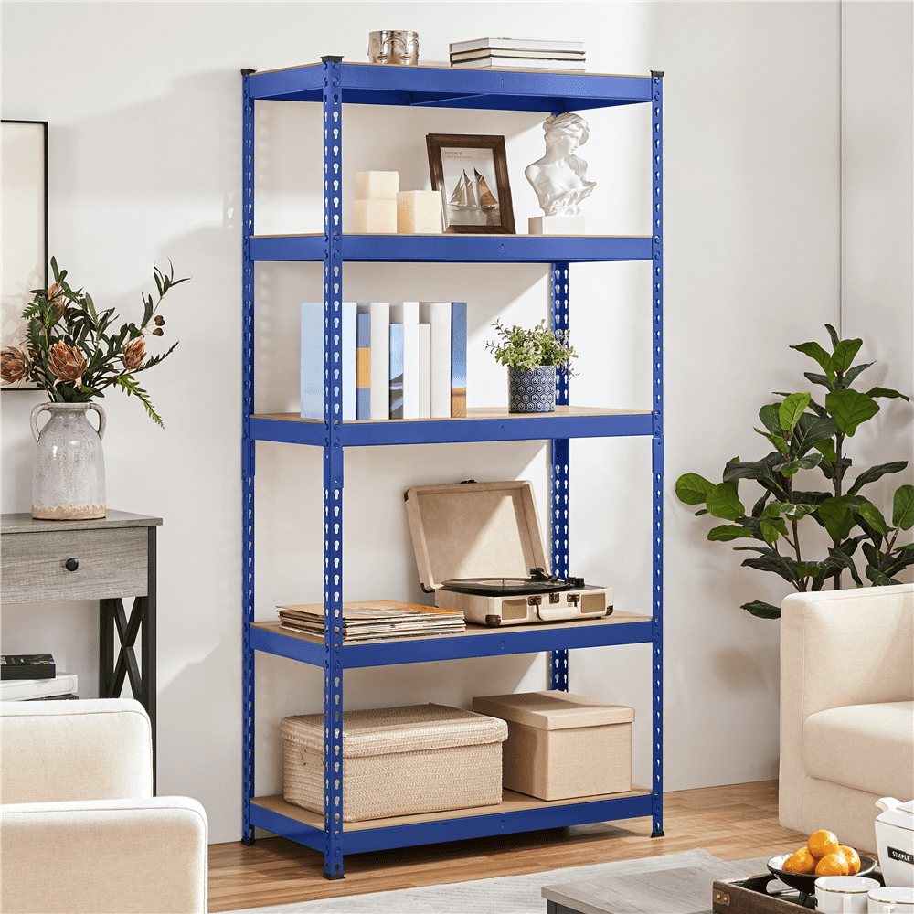 SmileMart 5 Shelf Adjustable Boltless Metal Storage Shelf Unit, Blue