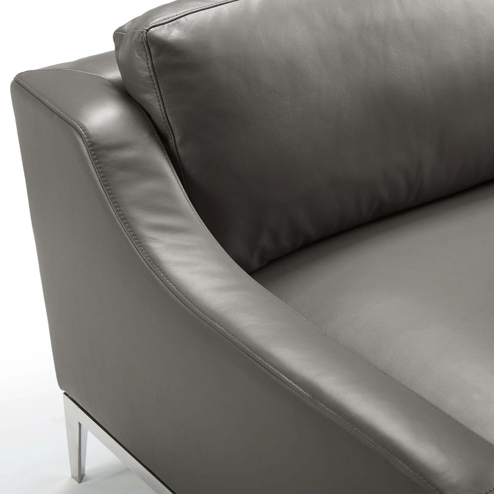 Milo Gray Stainless Steel Base Leather Armchair   Contemporary   Armchairs And Accent Chairs   by V.S.D Furniture  Houzz