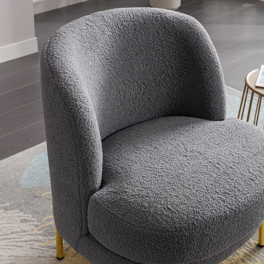 Boucle Upholstered Accent Chair With Gold Legs