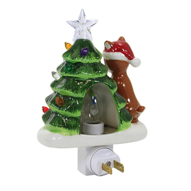 Rudolph With Vintage Tree Night Light Electric Plug in Roman Inc Nightlights