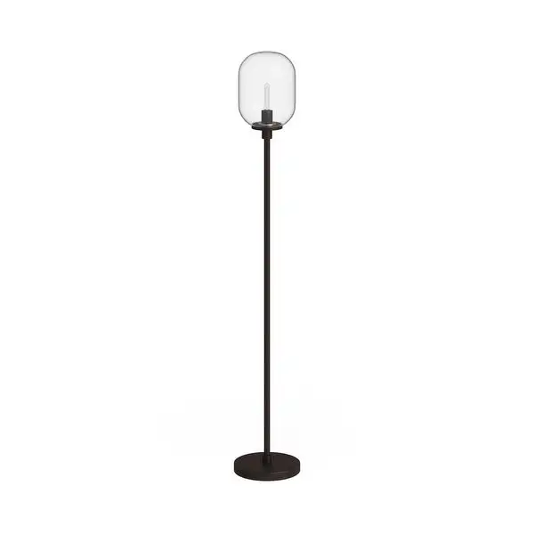 Agnolo Handmade Seeded Glass Blackened Bronze Floor Lamp