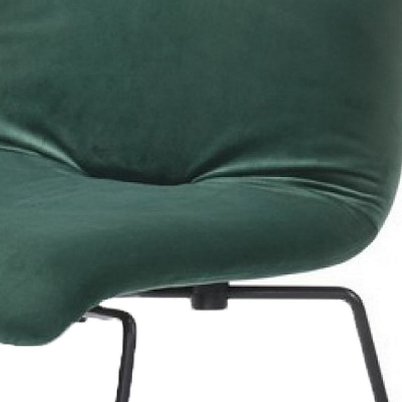 Fabric Tufted Metal Dining Chair with Sled Legs Support， Set of 2， Green