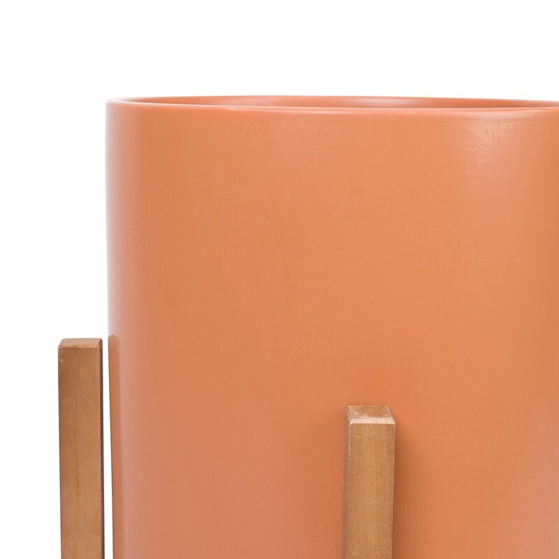 Liam Modern Ceramic Planter with Wood Legs