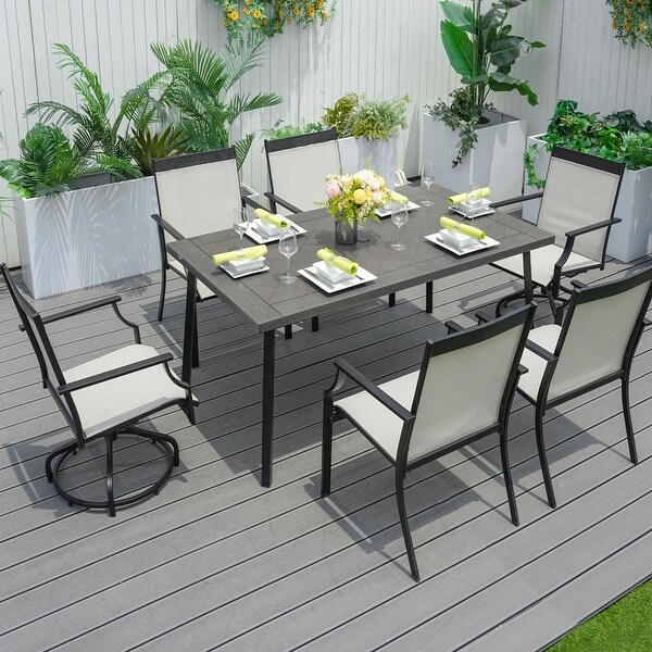 Outdoor 7Piece Iron Rattan Dining Set (You can choose one set or a single piece)