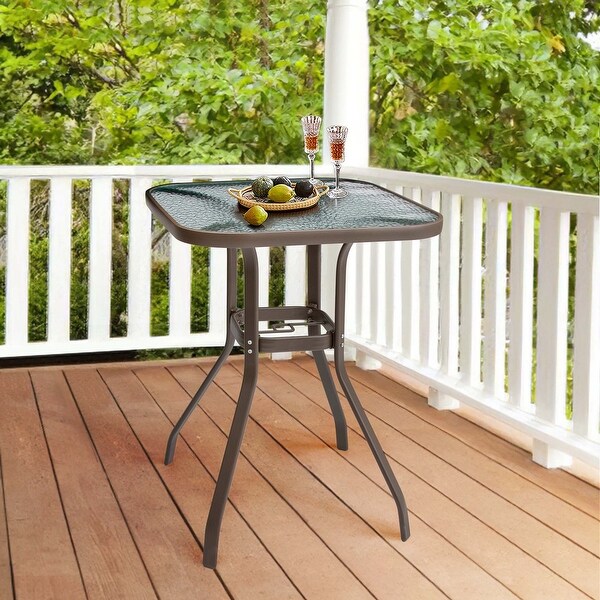 VredHom Outdoor Patio Dining Bistro Table with Umbrella Hole