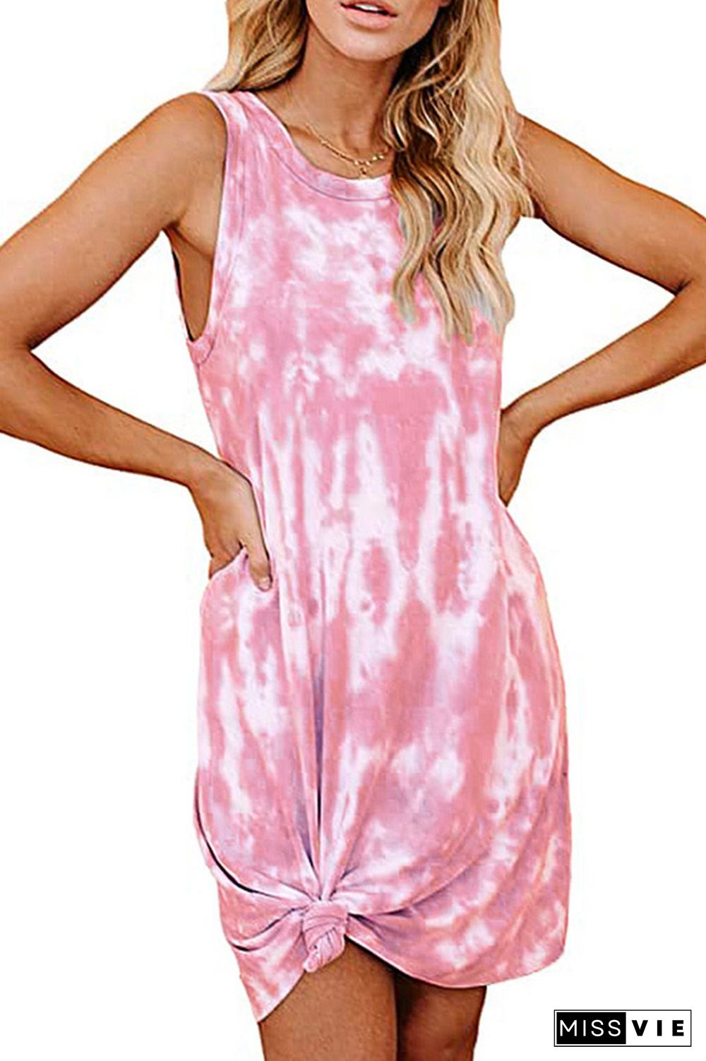 Tie Dye Print Sleeveless Tank Dress