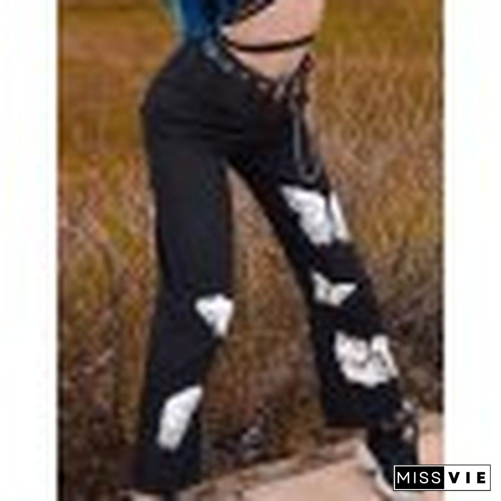 Butterfly Print Slim Jeans