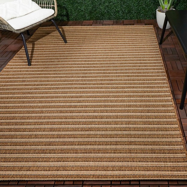 Two tone Stripe Outdoor Rug Black