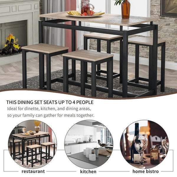 5 Piece Kitchen Counter Height Table Set Dining Table with 4 Chairs