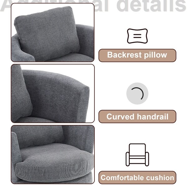 Swivel Barrel Chair，Comfy Round Accent Sofa Chair for Living Room，360 Degree Swivel Barrel Club Chair