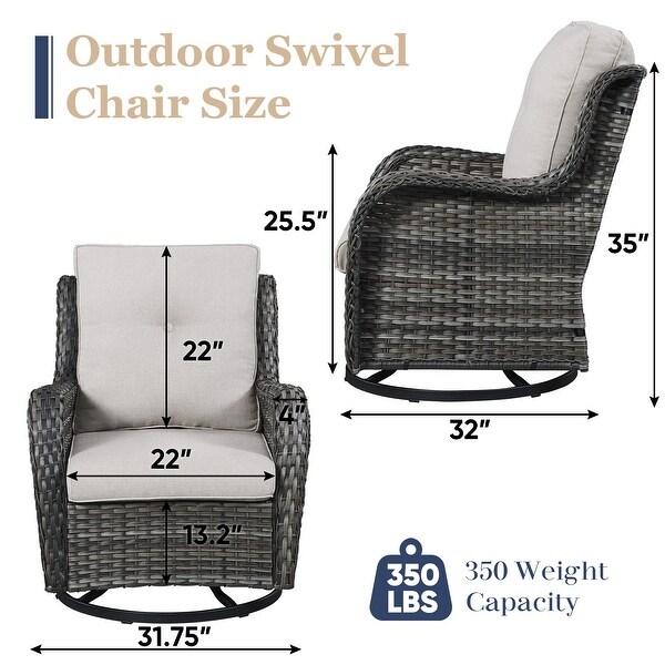 Pocassy PE Wicker Rocking Chair Swivel Chairs Glider Chair