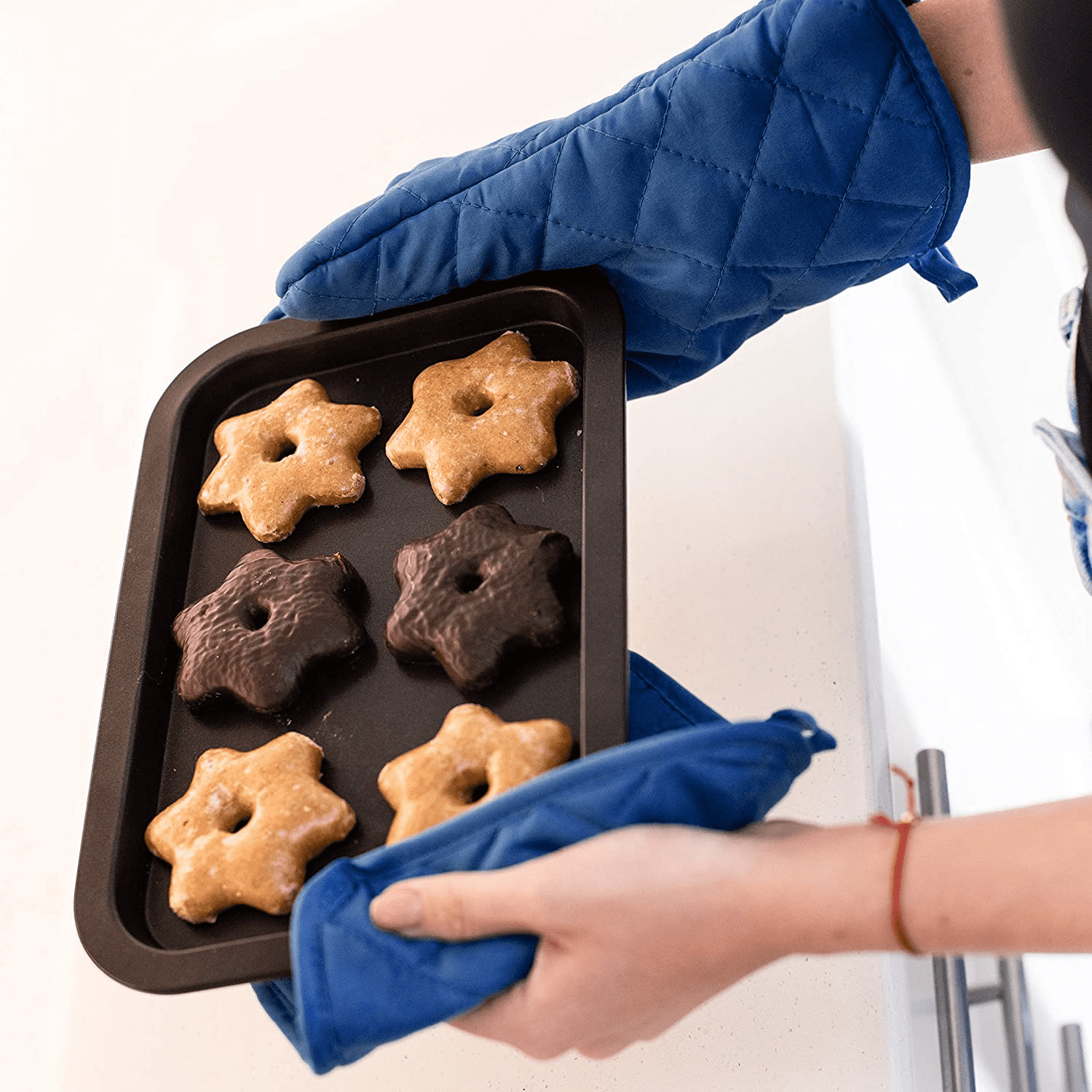 Kitchen Oven Mitt Pot Holder Set Kitchen Linens Oven Mitt Pot Holder Pack ( Navy Blue)