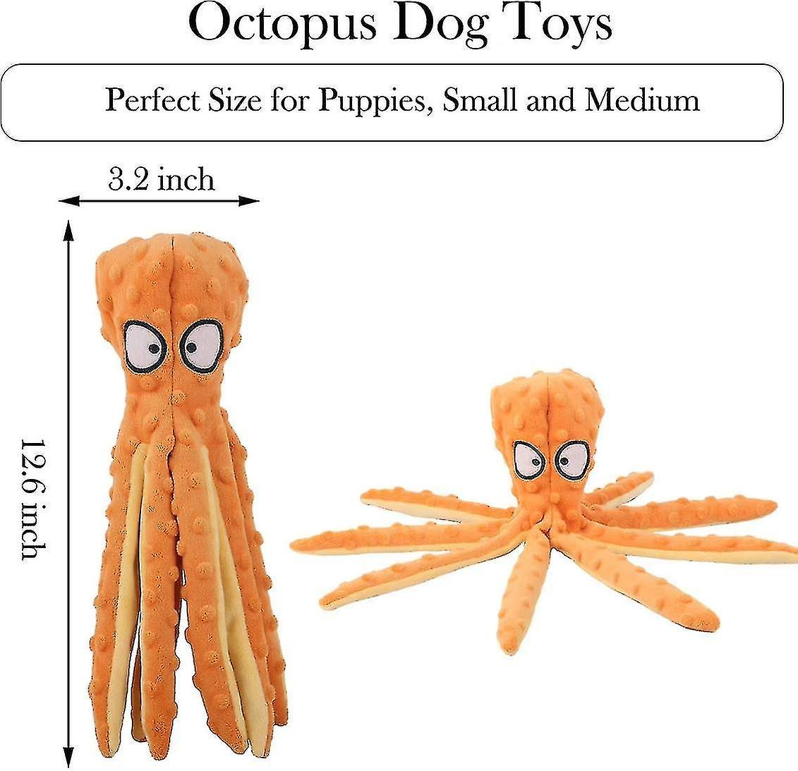 Dog Squeaky Octopus Toys- No Stuffing Plush Toy With Sounding Crinkle Paper And Squeaker Inside For