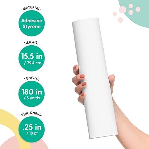 Lampshade Material - Adhesive Styrene Sheet for Making a Round Lampshade - 15.5 inches High X 180 inches Wide (5 Yards) - Pressure Sensitive Styrene Sheet for DIY Lampshade Kit