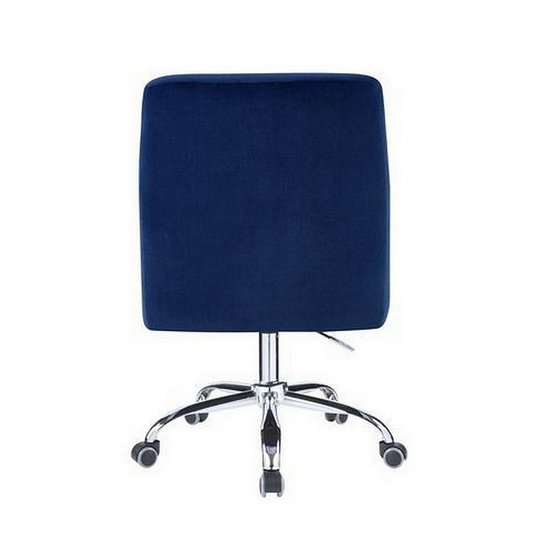 Swivel Office Chair with Sleek Track Arms and Nailhead Trim，Blue and Chrome