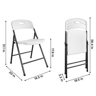 COSCO Solid Resin Plastic Folding Chair IndoorOutdoor Double Braced White 4-Pack 14833WSP4E