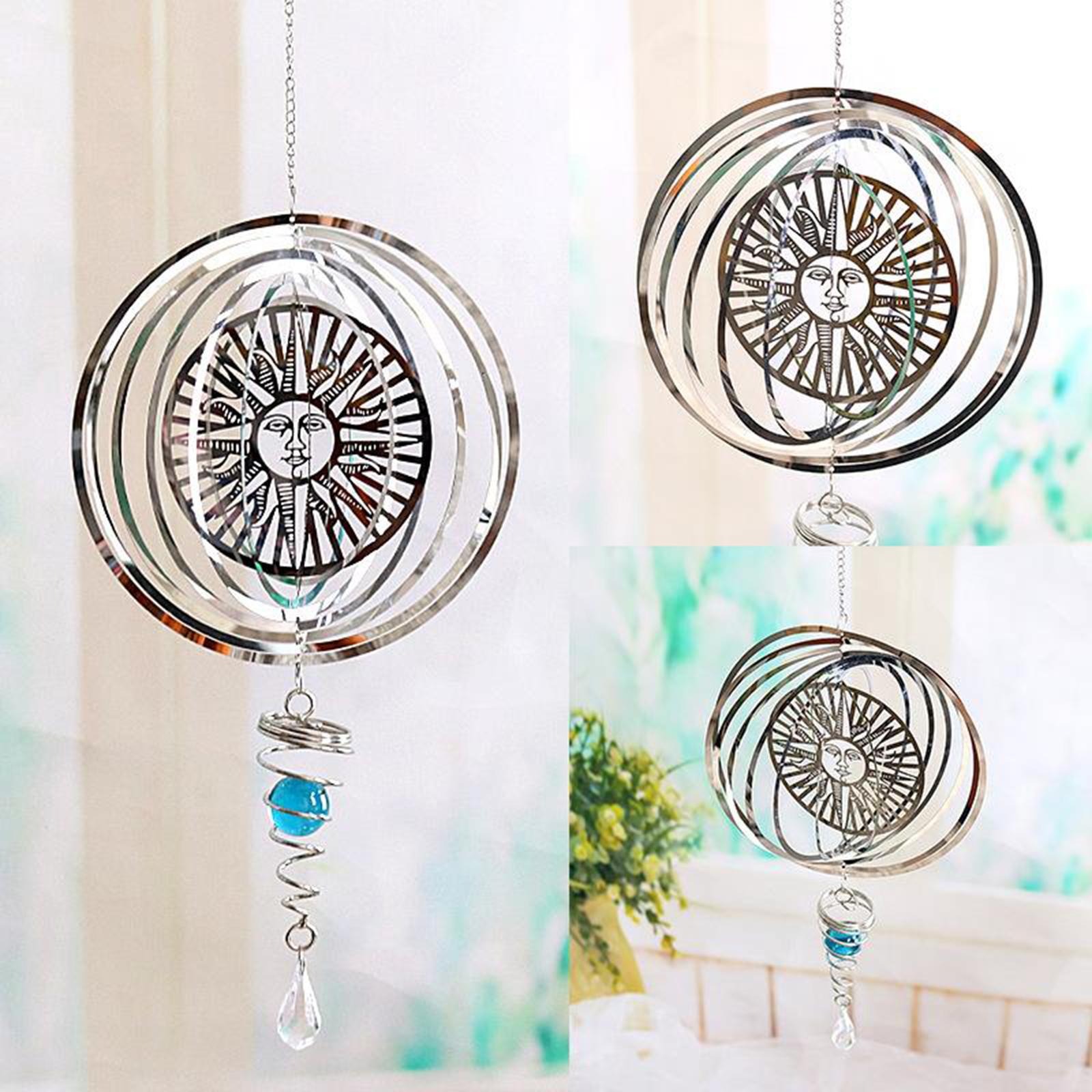 3D Stainless Chime Ornament Metal Hanging Wind Chime Decoration for Outdoor Patio Home Garden Hanging Decoration Sun