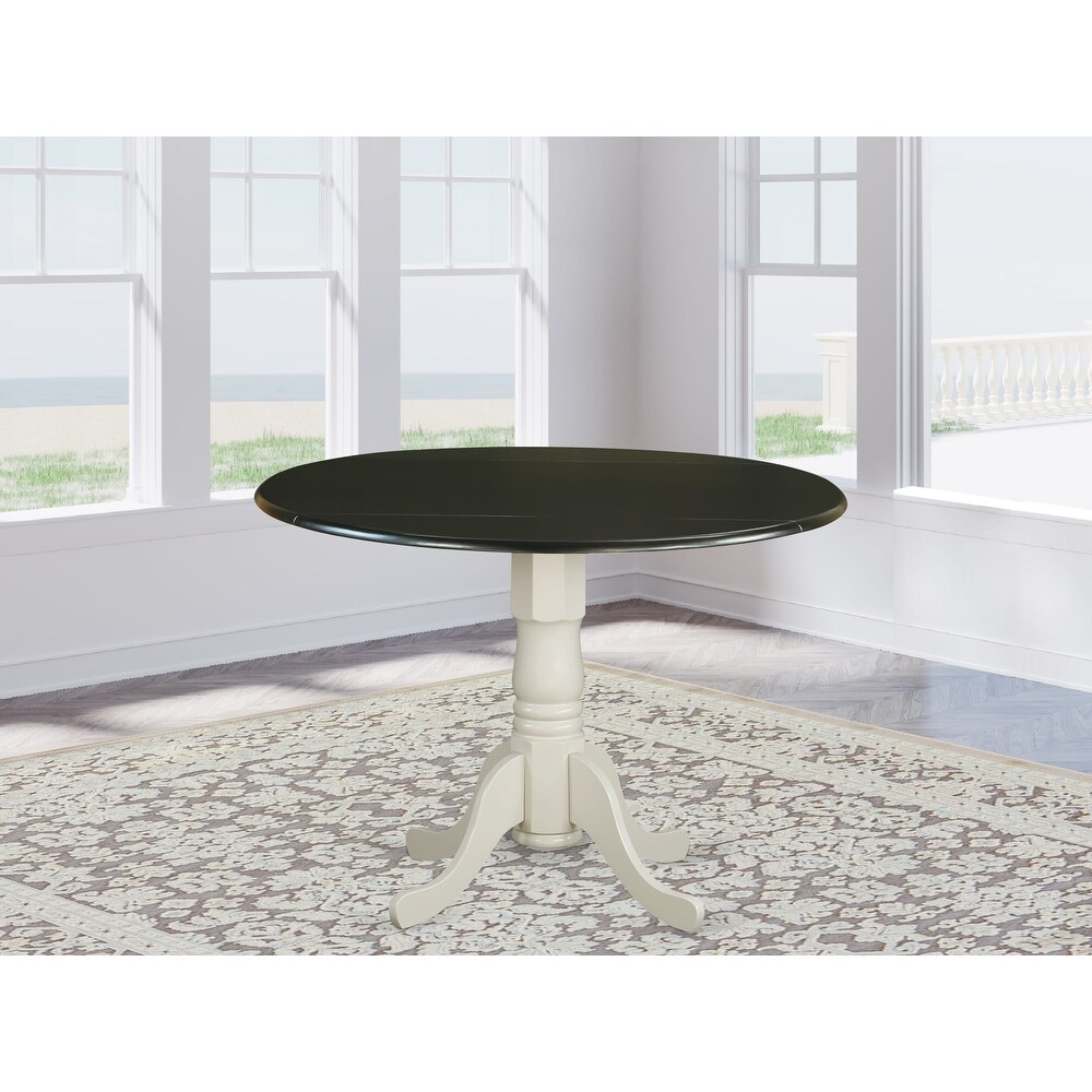 East West Furniture Dublin Dining Room Table   a Round kitchen Table Top with Dropleaf   Pedestal Base  Finish Options)