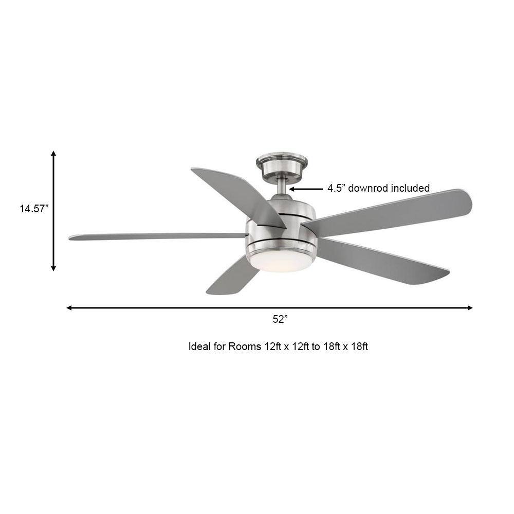 Hampton Bay Averly 52 in. Integrated LED Brushed Nickel Ceiling Fan with Light and Remote Control with Color Changing Technology AK18B-BN