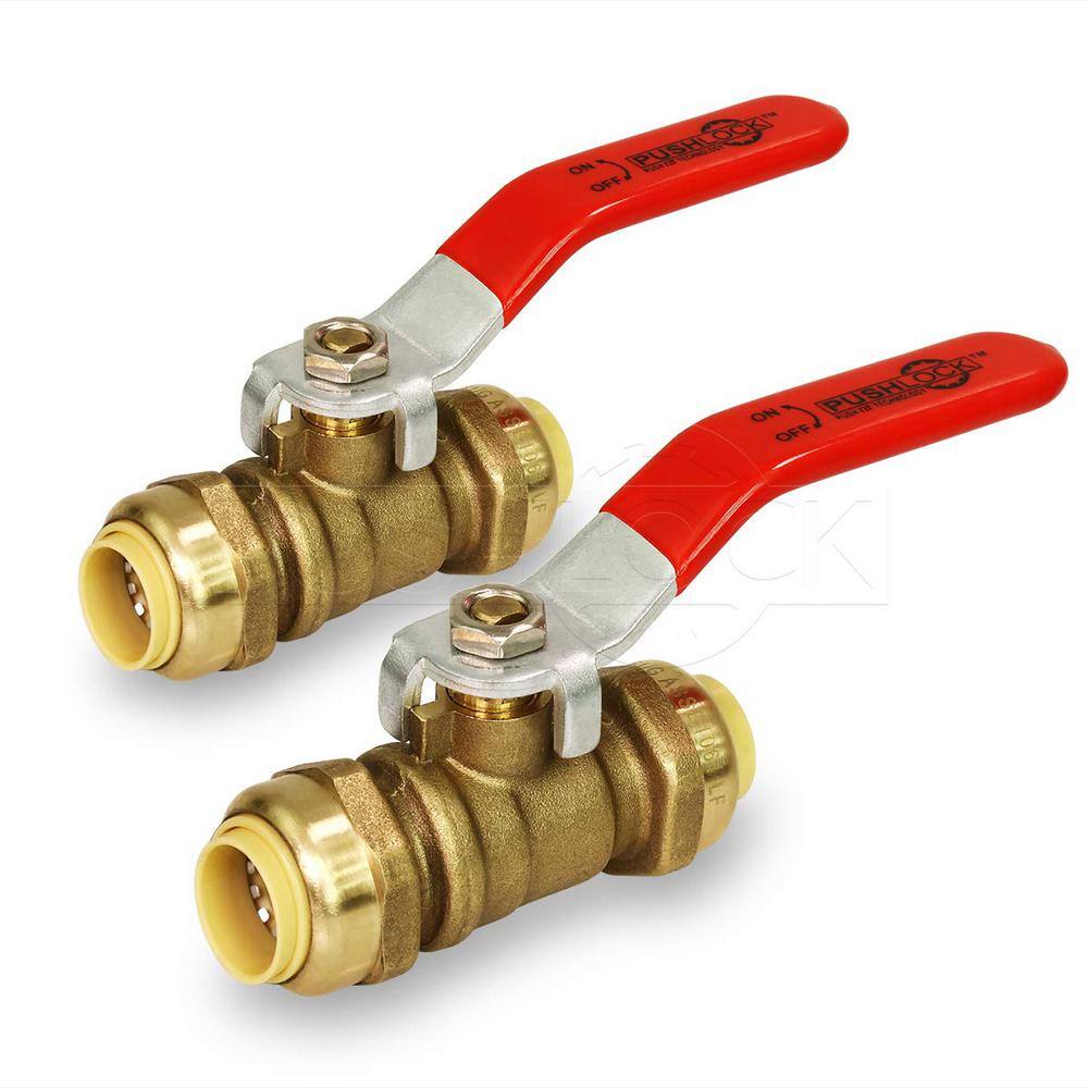 The Plumber's Choice 12 in. Full Port pushfit Ball Valve Water Shut Off Push to Connect PEX Copper CPVC Brass (2-Pack) 122UPBV