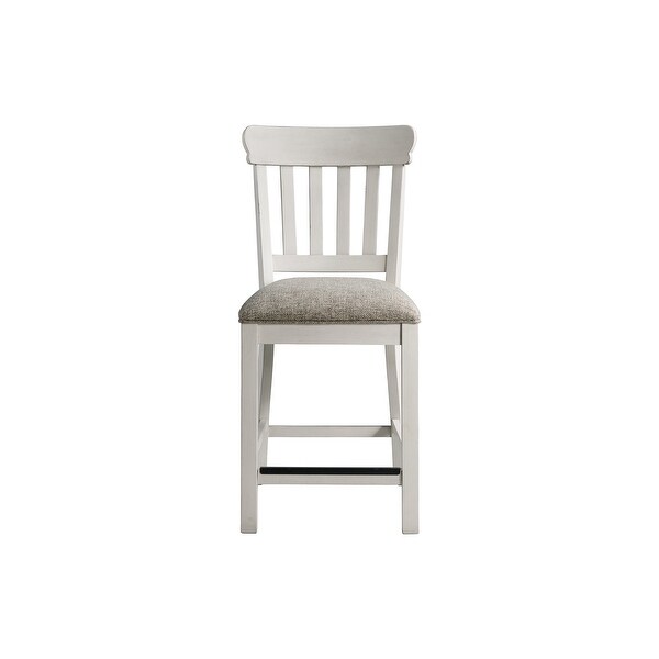 Drake Two-Toned Rustic White and Oak Slat Back Counter Height Barstool (Set of 2)