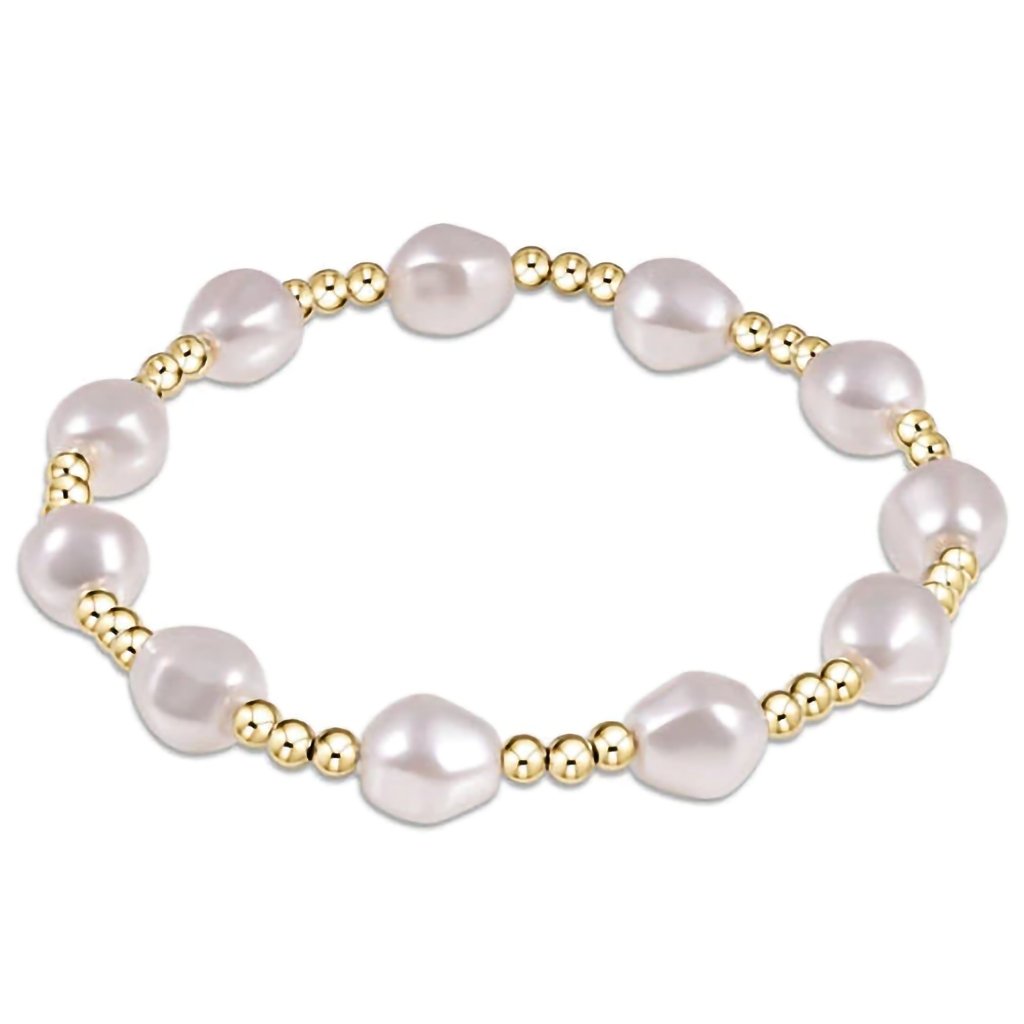 Enewton Designer  Admire Gold 3mm Bead Bracelet - Gemstone in Pearl