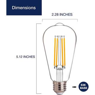 FLSNT 100-Watt Equivalent ST19 Dimmable LED Straight Filament bulb Vintage Edison Bulbs E26 Base 2700K Soft White (6-Pack) DSST1975FIL-CL27-6-F