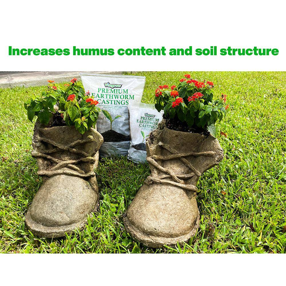 Viagrow 6 lbs. Premium Earthworm Castings Soil Builder (5.16 L5.4 Qt.1.36 Gal.314 cub. in.) VEWC6