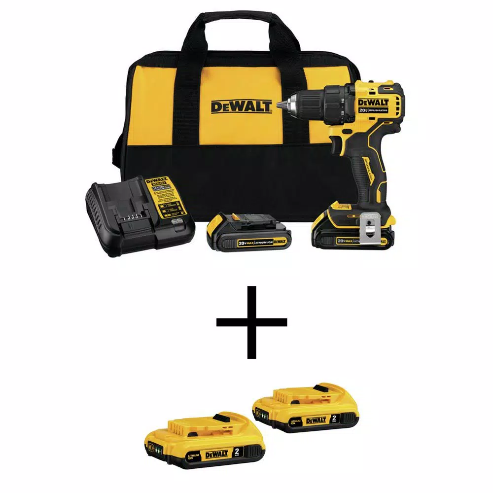 DEWALT ATOMIC 20-Volt MAX Cordless Brushless Compact 1/2 in. Drill/Driver with 20-Volt Lithium-Ion Compact (2) 2.0Ah Battery and#8211; XDC Depot