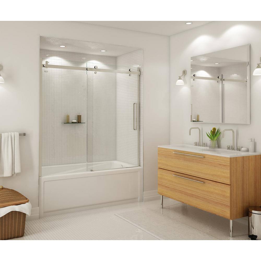 MAAX Halo 59 in. x 59 in. Frameless Sliding Tub Door in Brushed Nickel 139398-900-305-000