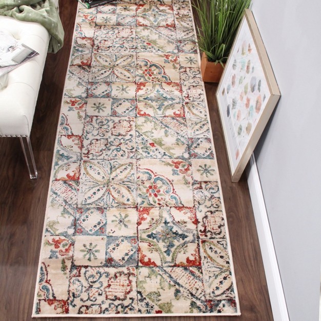 Modern Floral Patchwork Color Block Indoor Area Rug Or Runner By Blue Nile Mills