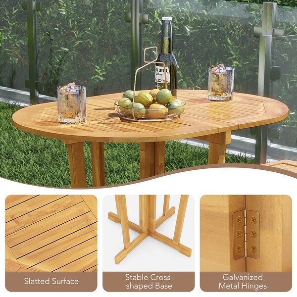 Outdoor Folding Bar Table with Oval Tabletop and Cross Base