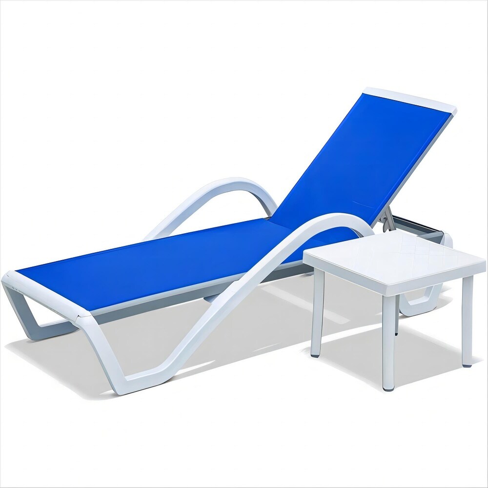 Patio Chaise Lounge Adjustable Aluminum Pool Lounge Chairs with Arm  Weather Pool Chairs   N/A