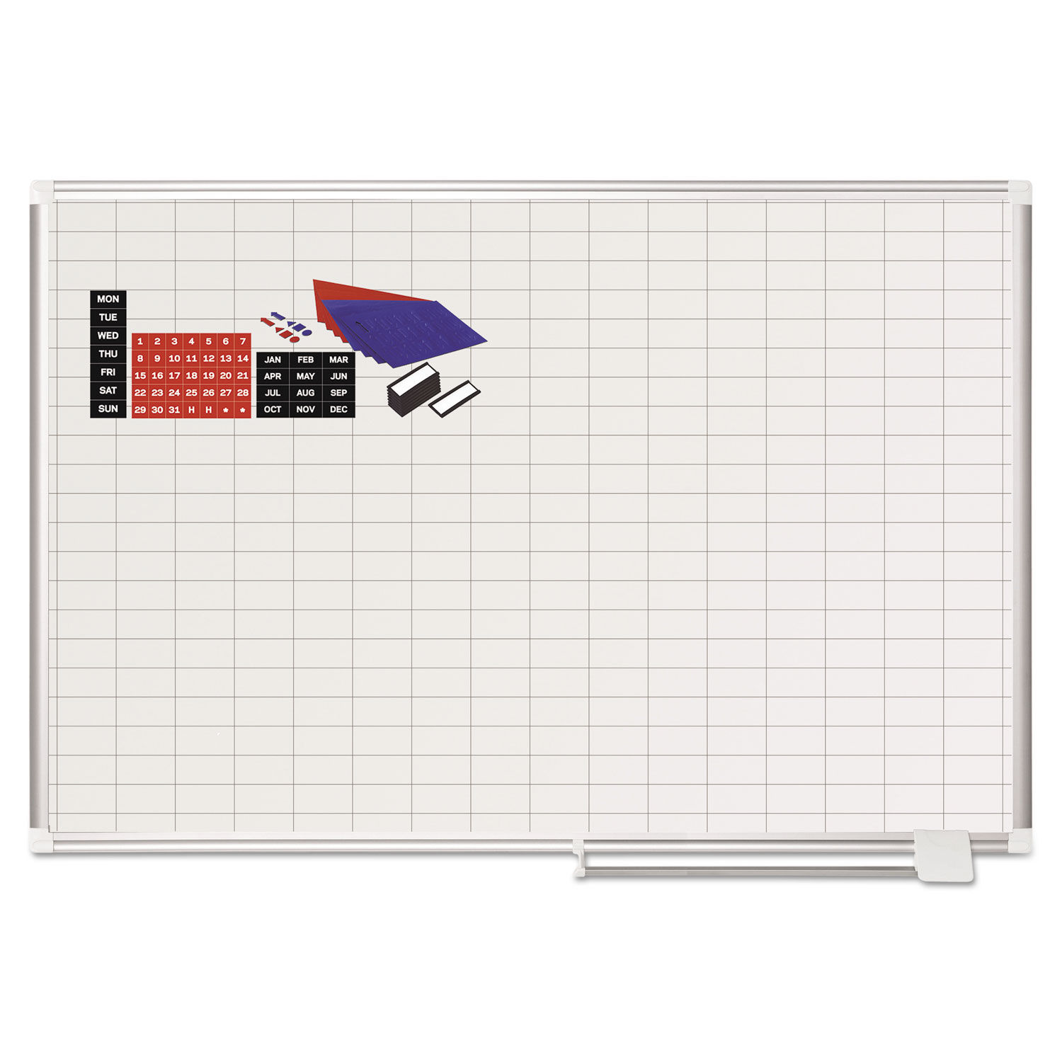 Gridded Magnetic Steel Dry Erase Planning Board with Accessories by MasterVisionandreg; BVCMA0592830A