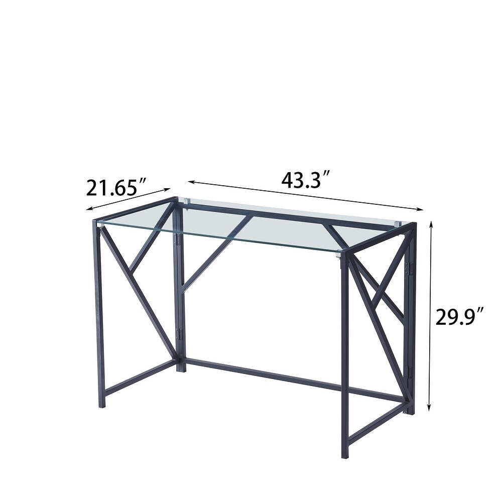 Tempered Clear Glass Computer Desk Laptop Desk Transparent Glass Laptop Table Small Study Desk Simple Style Writing Desk