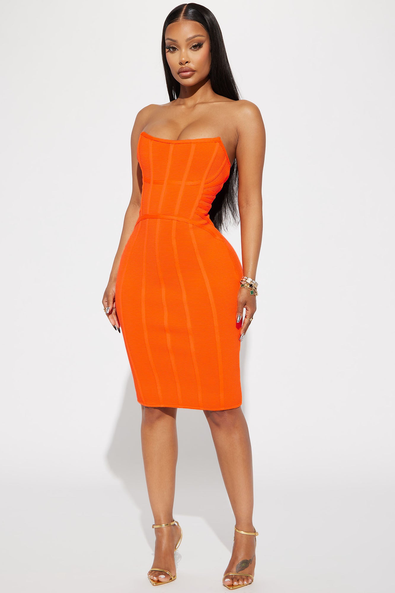 Bangkok Bandage Midi Dress - Orange