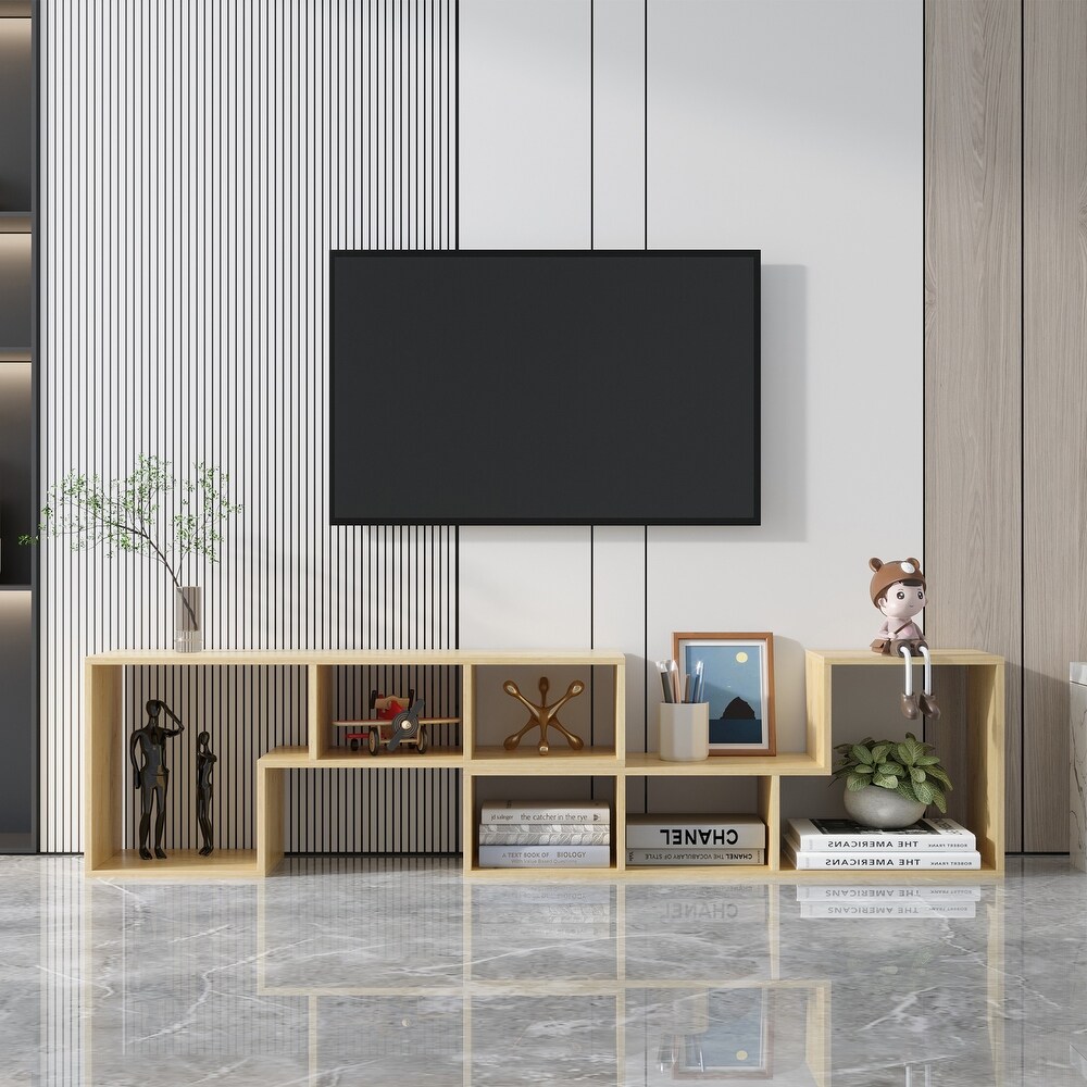 Double L Shaped TV Stand Entertainment Center Display Shelf