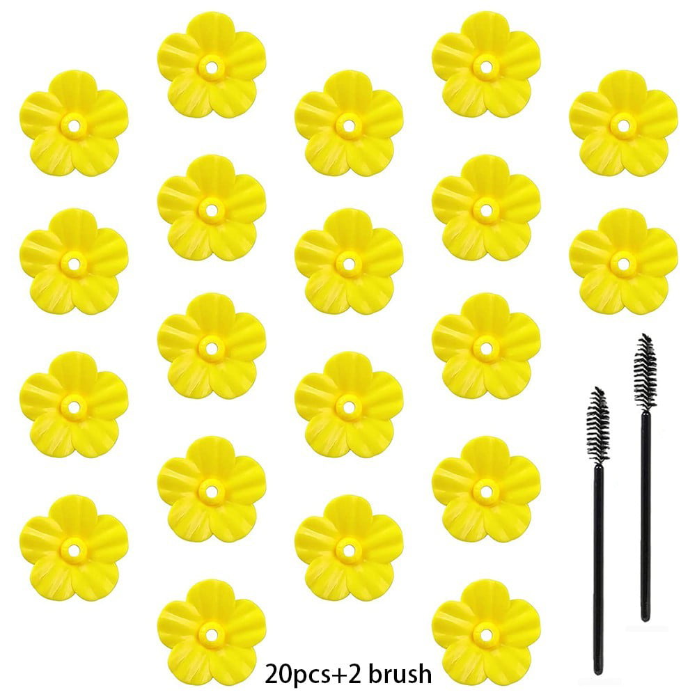 20pcs Hummingbird Feeder Flower With Cleaning Brush， Yellow Feeder Part