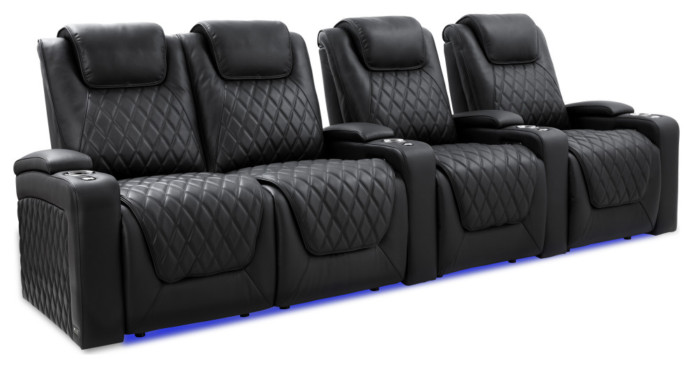 Valencia Oslo Luxury Edition Home Theater Seating Row of 4 Loveseat Left Onyx   Theater Seating   by E VISION INTL INC.  Houzz