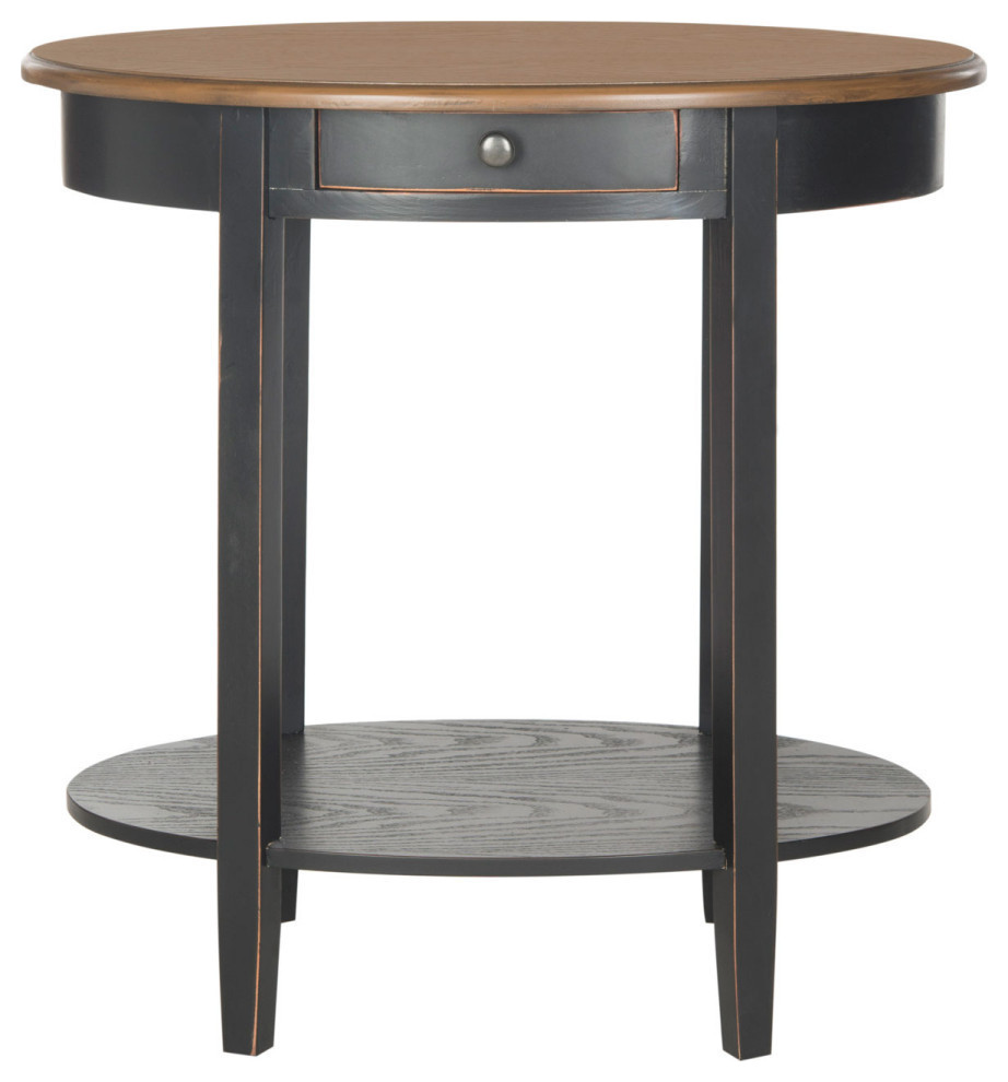 Johnson Oval End Table With Drawer  Black Oak   Transitional   Side Tables And End Tables   by Rustic Home Furniture Deco  Houzz